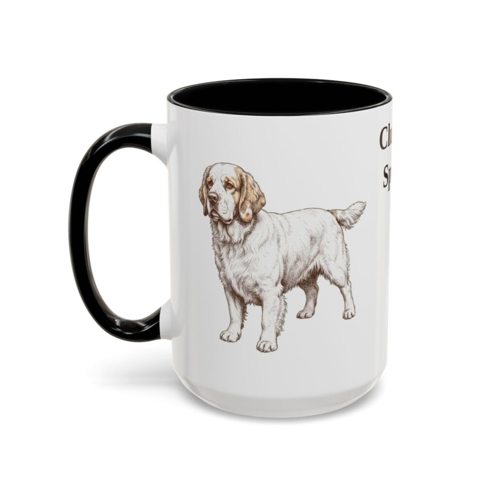 15oz Clumber Spaniel Mug, Black, left side view