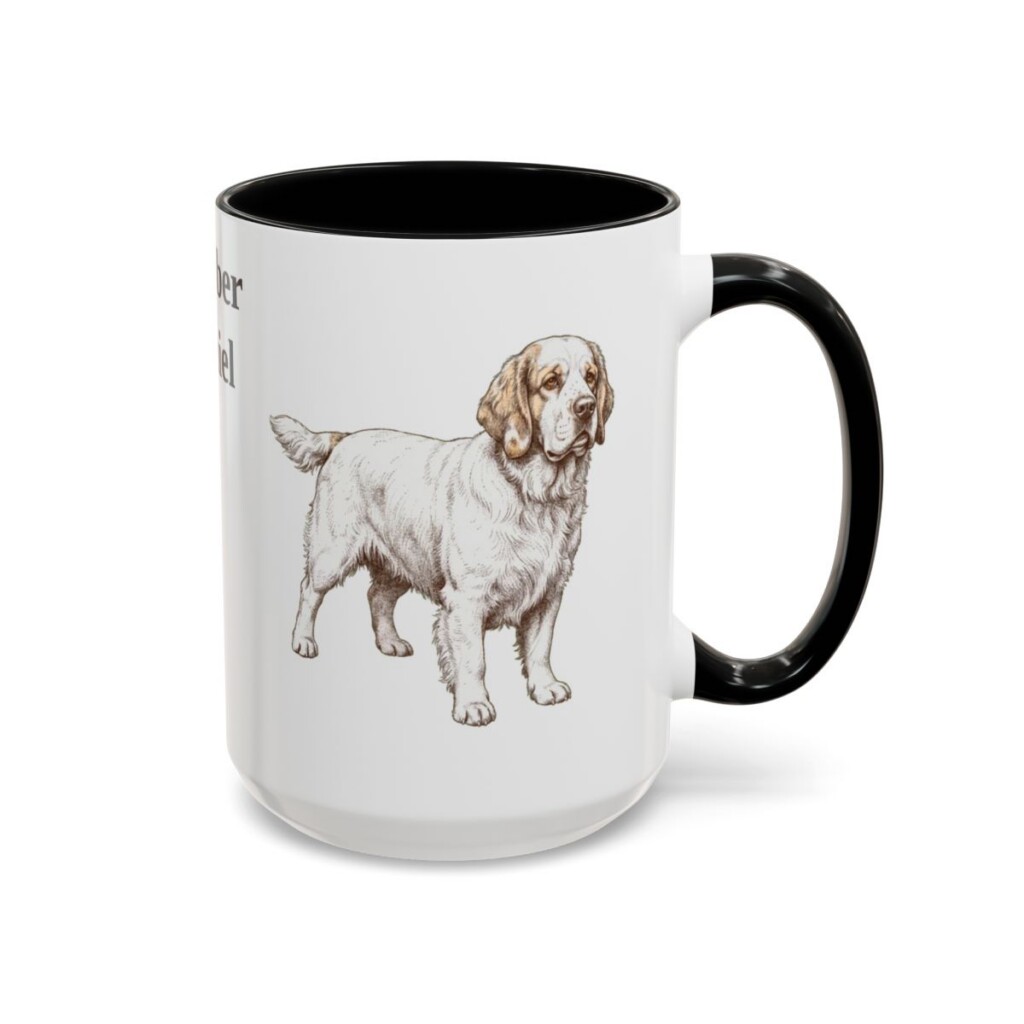 15oz Clumber Spaniel Mug, Black, right side view