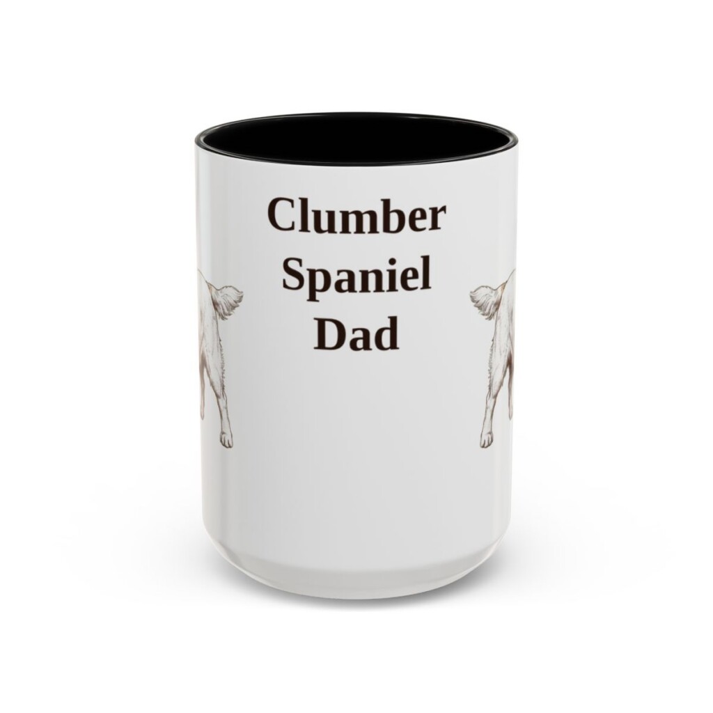 15oz Clumber Spaniel Dog Dad Mug, Black, front view