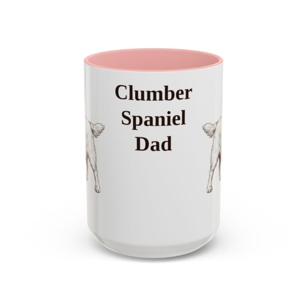 15oz Clumber Spaniel Dog Dad Mug, Pink, front view