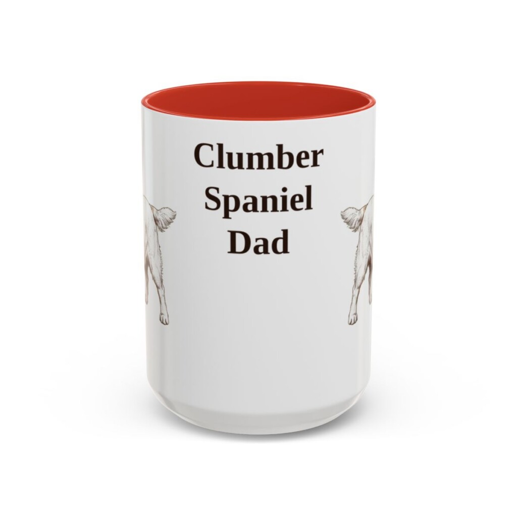 15oz Clumber Spaniel Dog Dad Mug, Red, front view