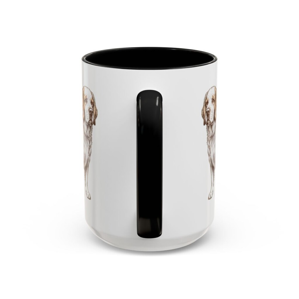 15oz Funny Clumber Spaniel Mug, Black, back view