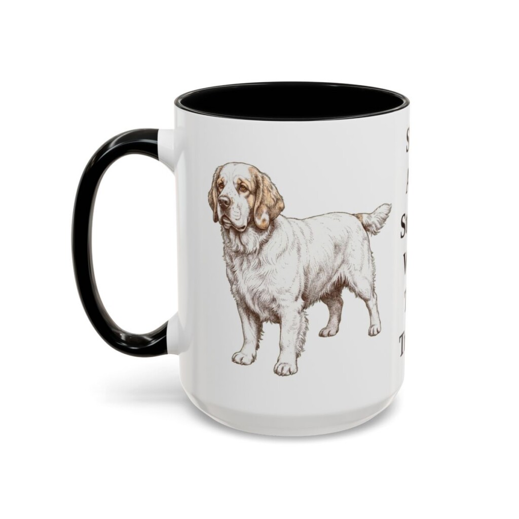 15oz Funny Clumber Spaniel Mug, Black, left side view