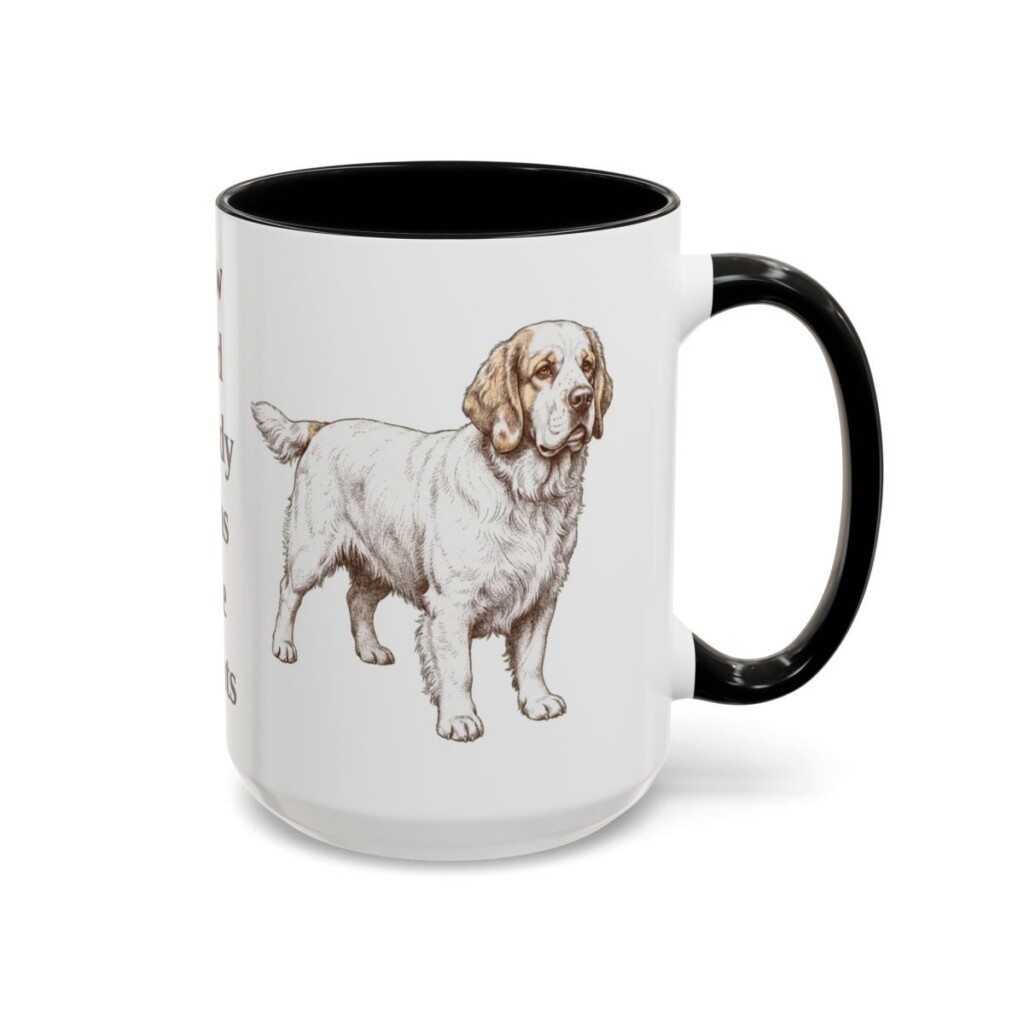 15oz Funny Clumber Spaniel Mug, Black, right side view