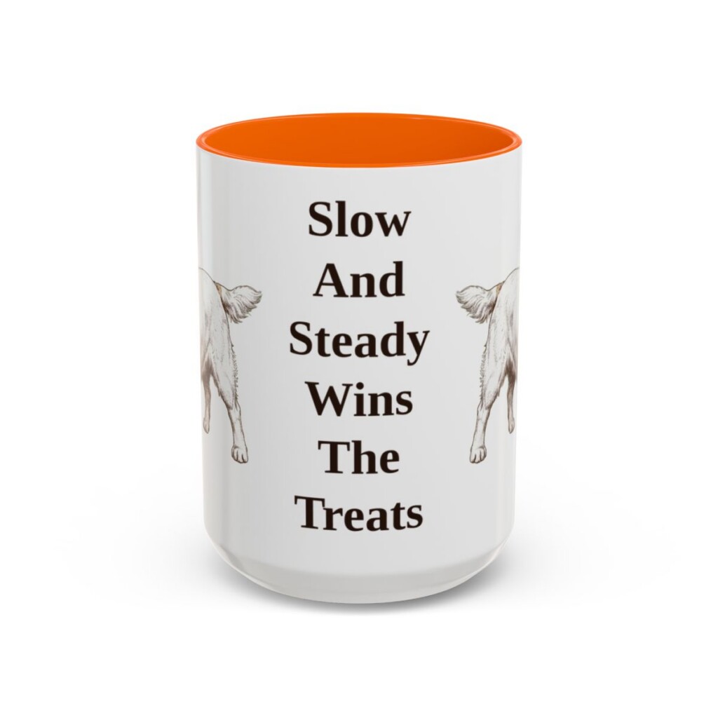 15oz Funny Clumber Spaniel Mug, Orange, front view