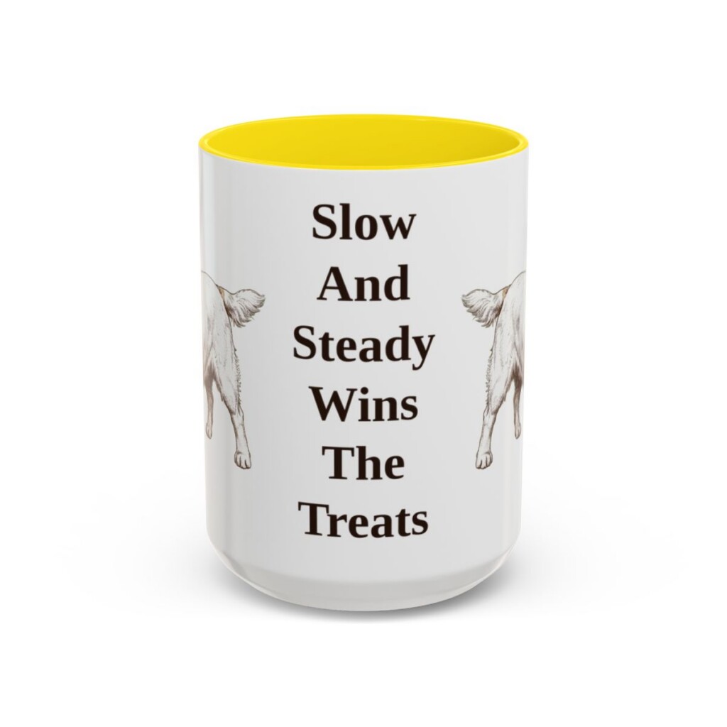 15oz Funny Clumber Spaniel Mug, Yellow, front view