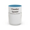 15oz Clumber Spaniel Latin Mug, Light Blue, front view