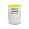 15oz Clumber Spaniel Latin Mug, Yellow, front view