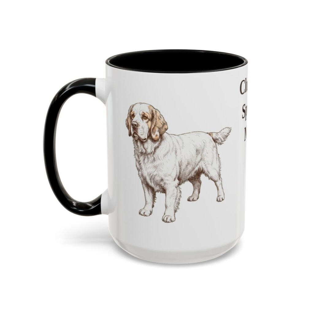 15oz Clumber Spaniel Dog Mom Mug, Black, left side view