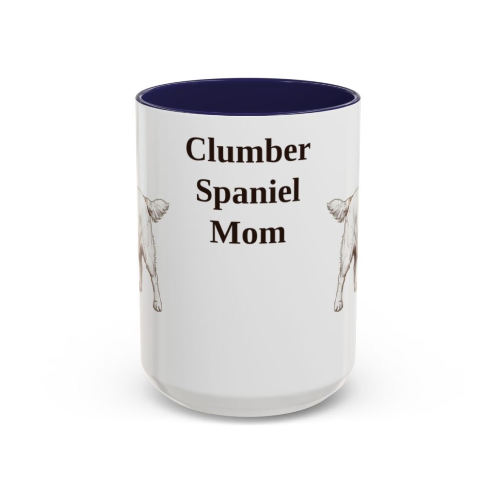 15oz Clumber Spaniel Dog Mom Mug, Navy, front view