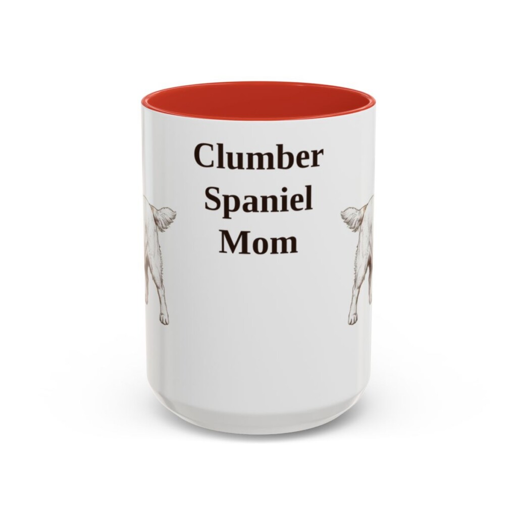15oz Clumber Spaniel Dog Mom Mug, Red, front view
