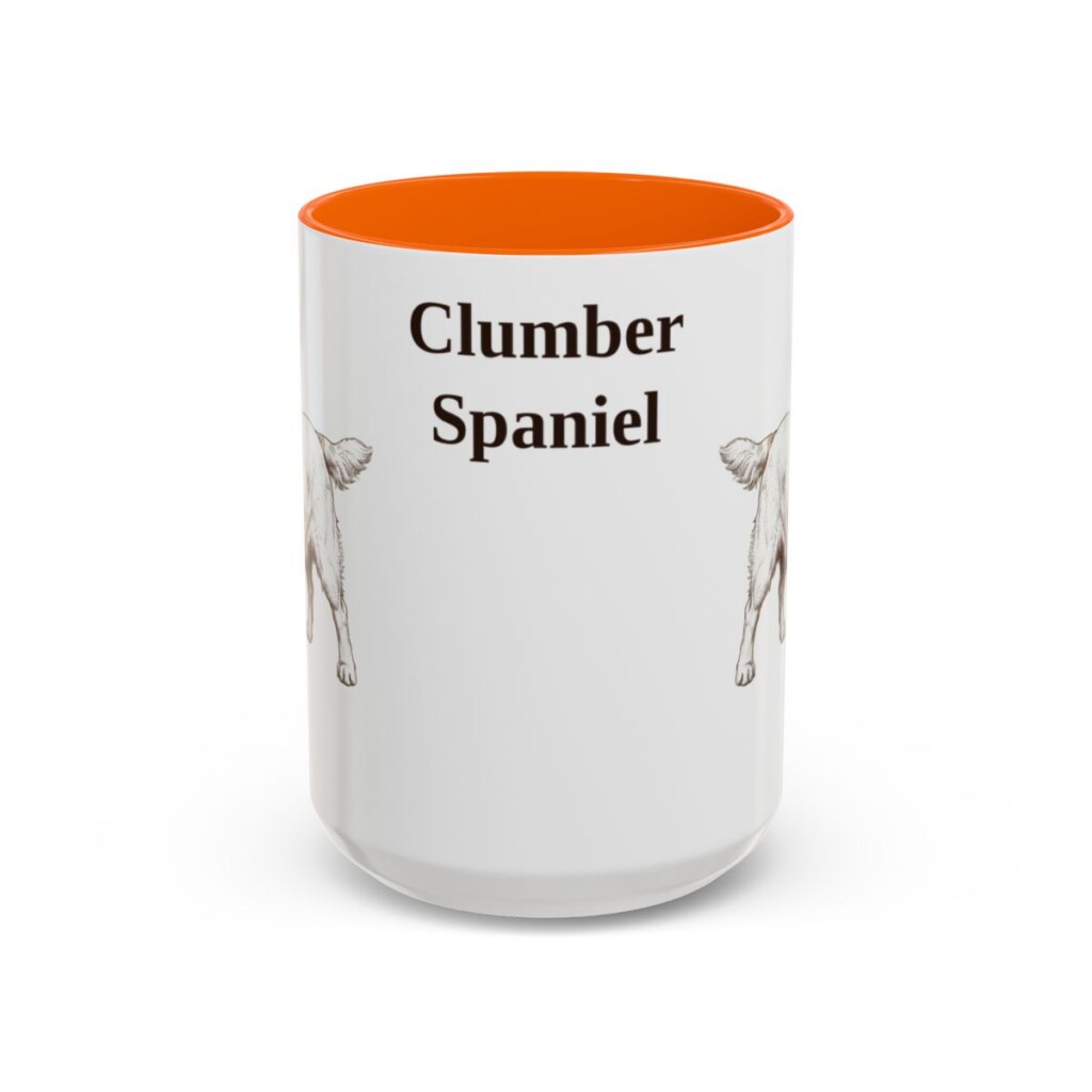 15oz Clumber Spaniel Mug, Orange, front view