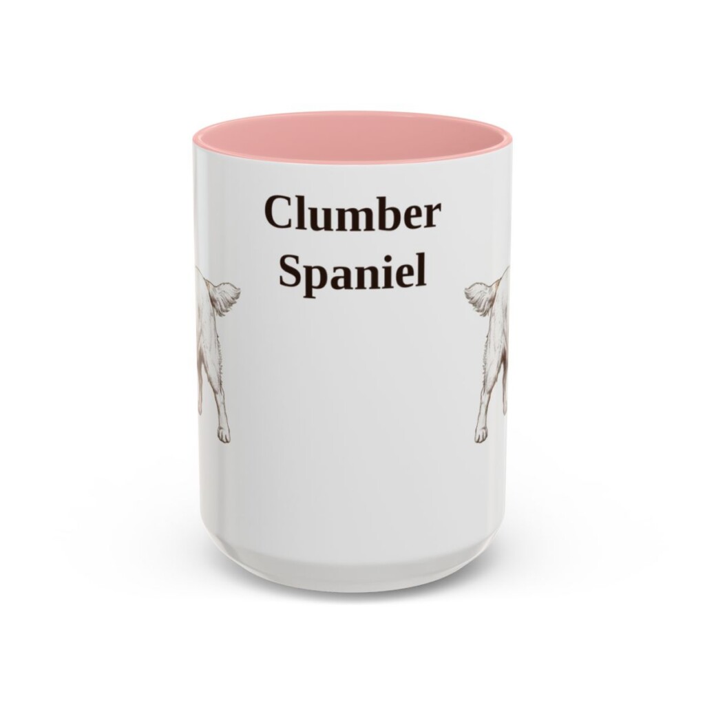 15oz Clumber Spaniel Mug, Pink, front view