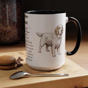 15oz Clumber Spaniel Mug, Black, lifestyle photo