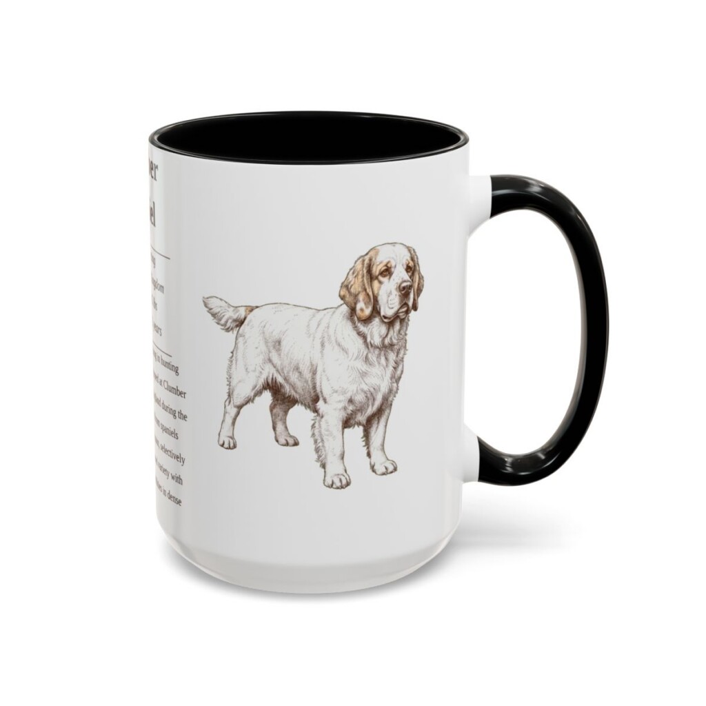 15oz Clumber Spaniel Mug, Black, right side view