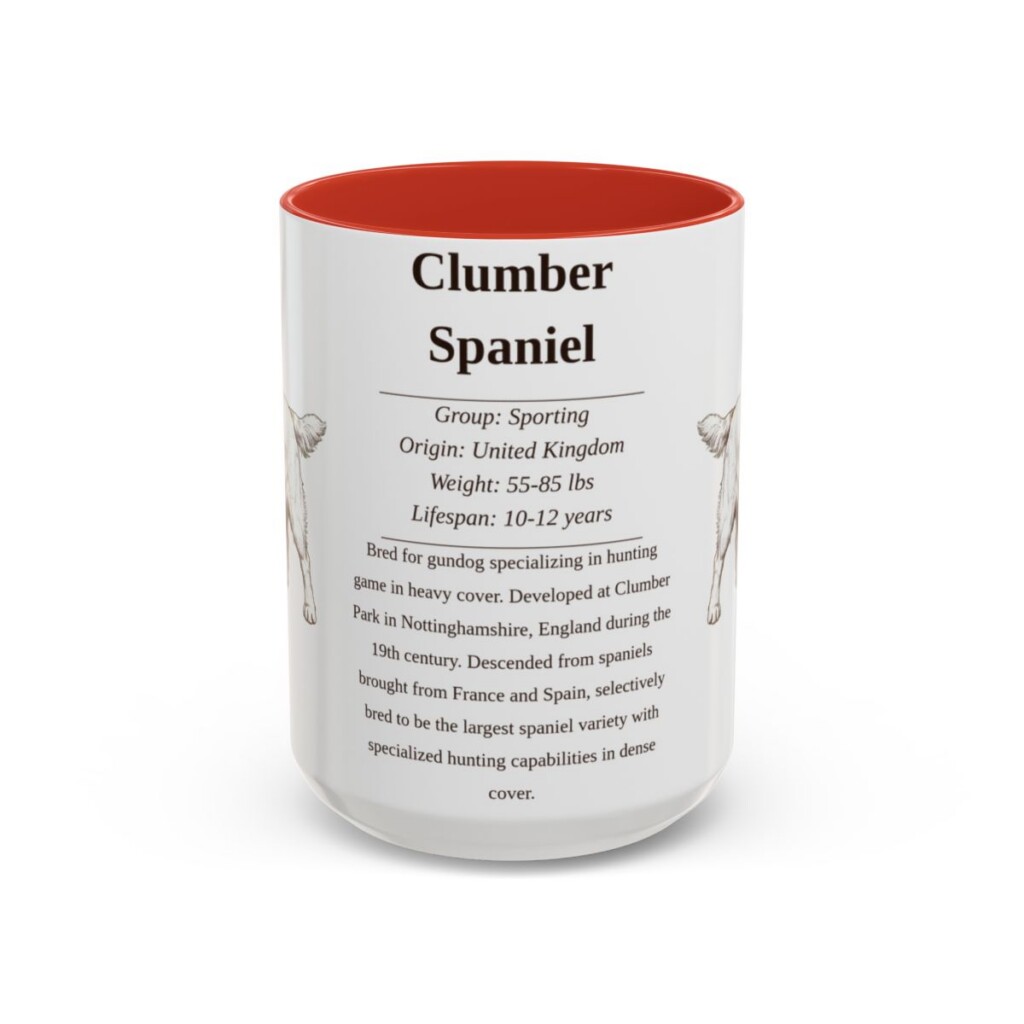 15oz Clumber Spaniel Mug, Red, front view