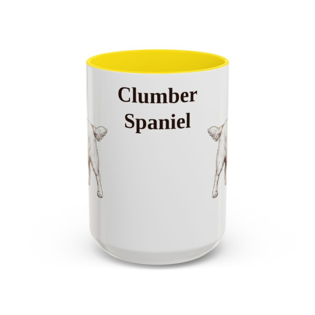 15oz Clumber Spaniel Mug, Yellow, front view