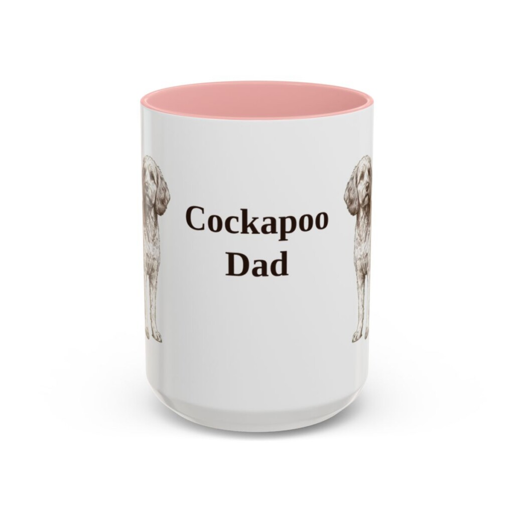 15oz Cockapoo Dog Dad Mug, Pink, front view