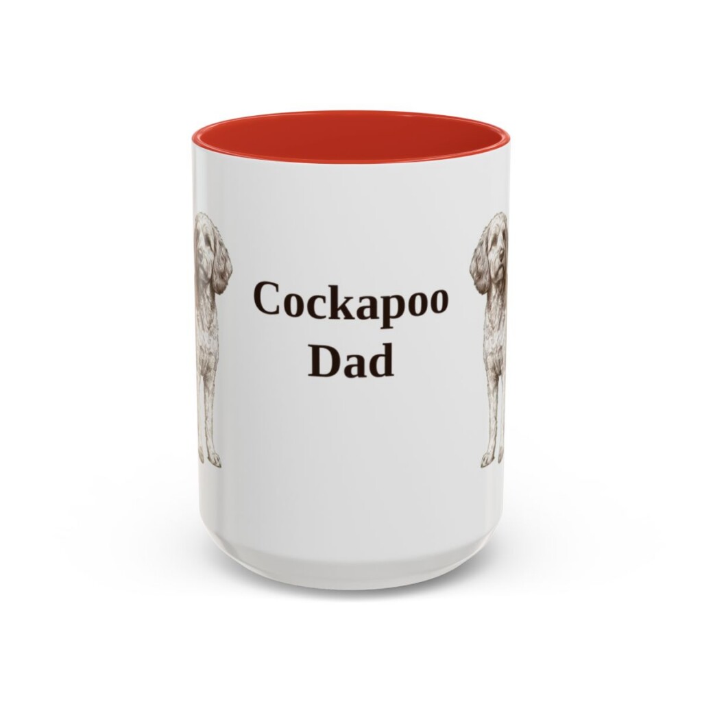 15oz Cockapoo Dog Dad Mug, Red, front view