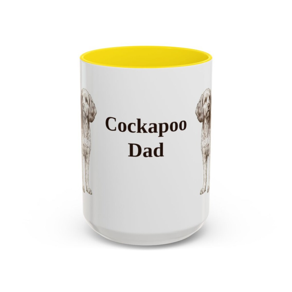 15oz Cockapoo Dog Dad Mug, Yellow, front view