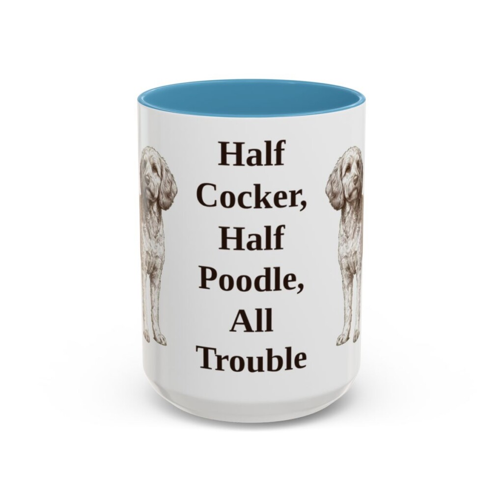 15oz Funny Cockapoo Mug, Light Blue, front view