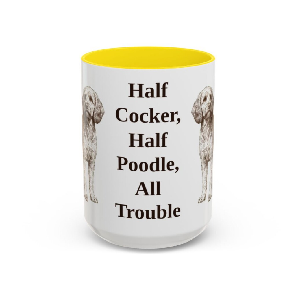 15oz Funny Cockapoo Mug, Yellow, front view