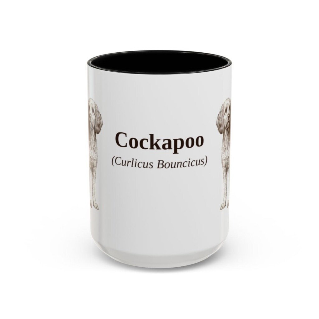15oz Cockapoo Latin Mug, Black, front view