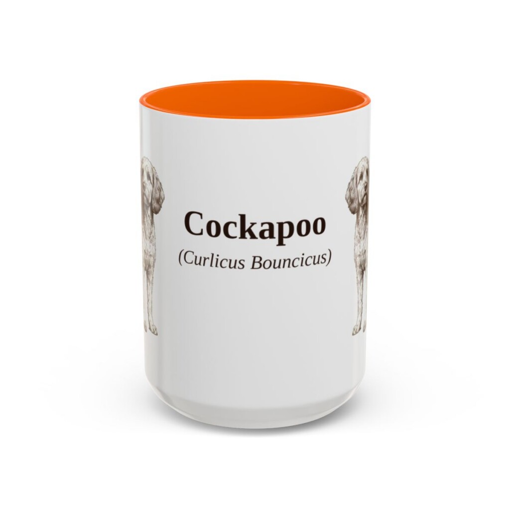15oz Cockapoo Latin Mug, Orange, front view