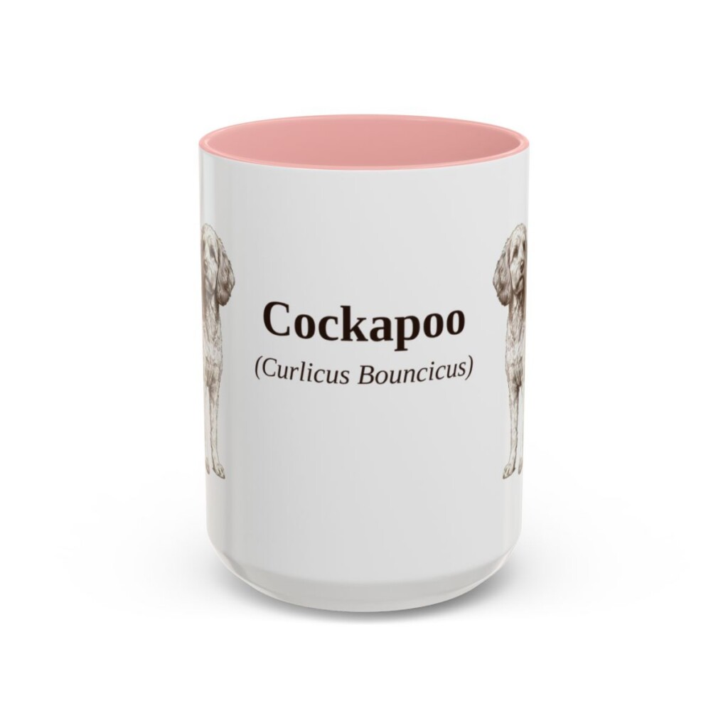 15oz Cockapoo Latin Mug, Pink, front view
