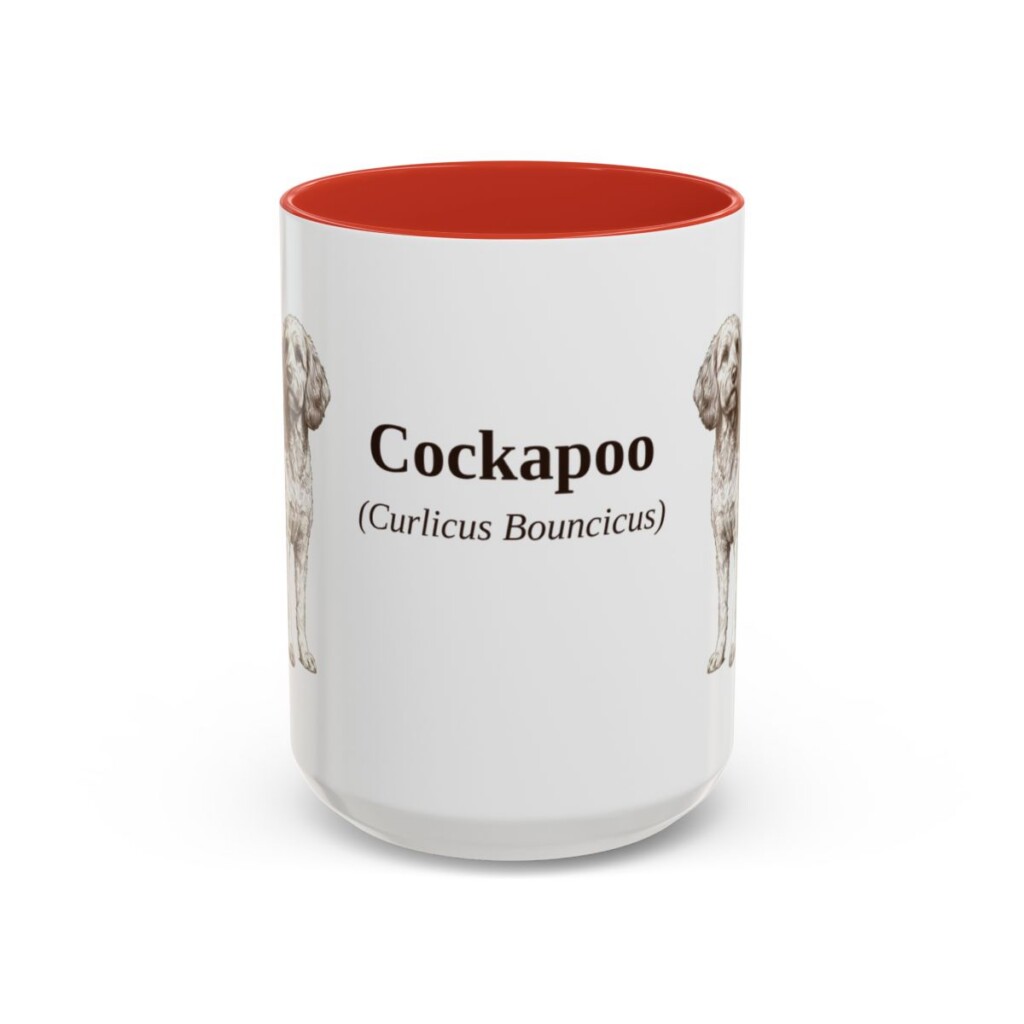 15oz Cockapoo Latin Mug, Red, front view