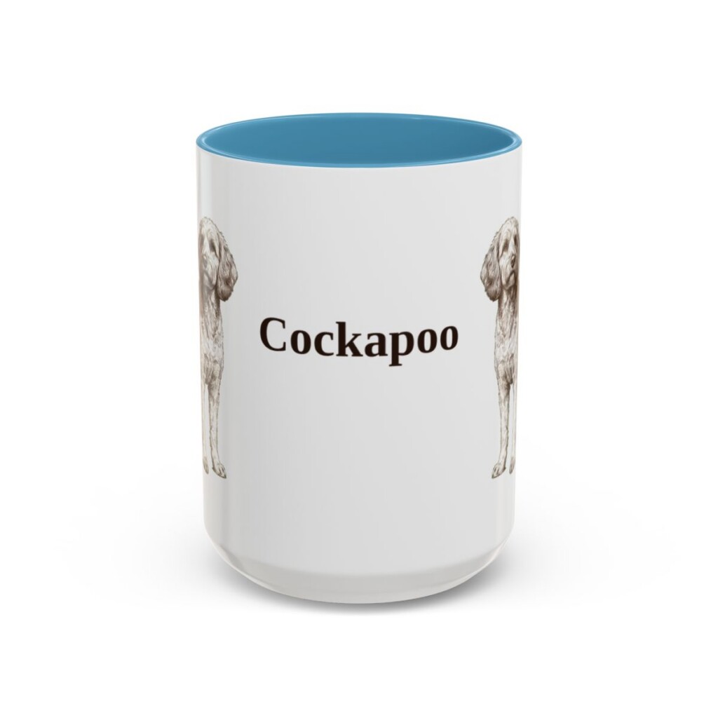 15oz Cockapoo Mug, Light Blue, front view
