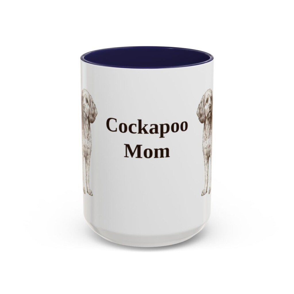 15oz Cockapoo Dog Mom Mug, Navy, front view