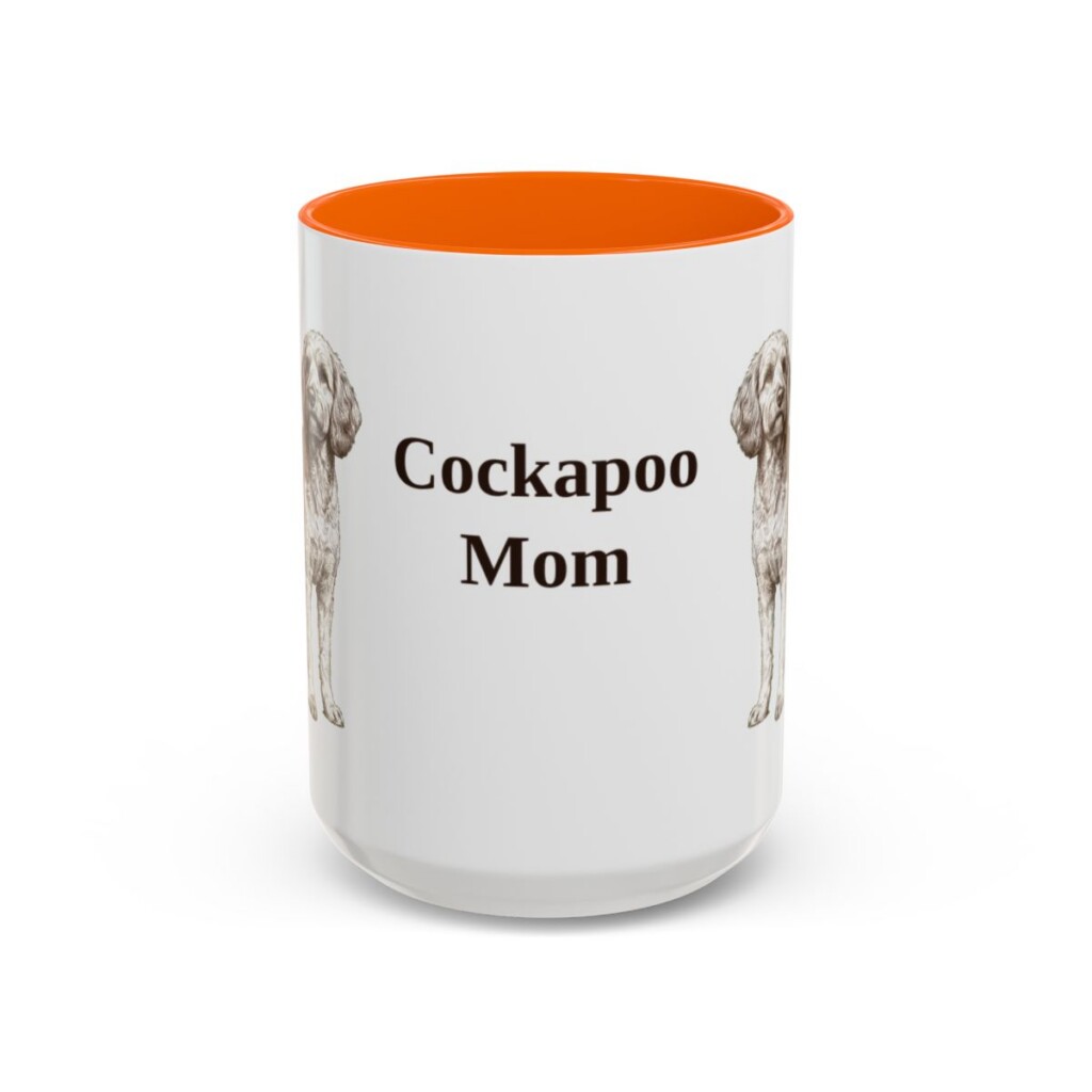 15oz Cockapoo Dog Mom Mug, Orange, front view
