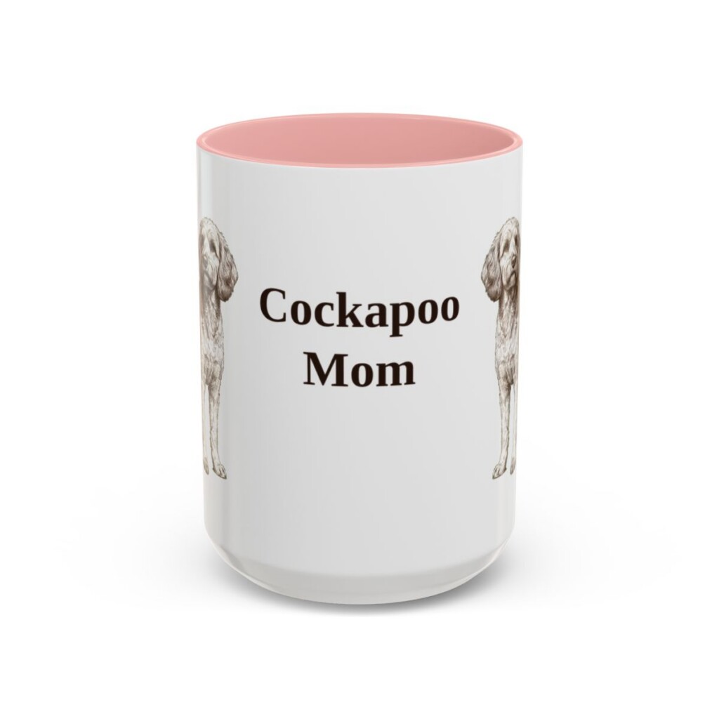 15oz Cockapoo Dog Mom Mug, Pink, front view