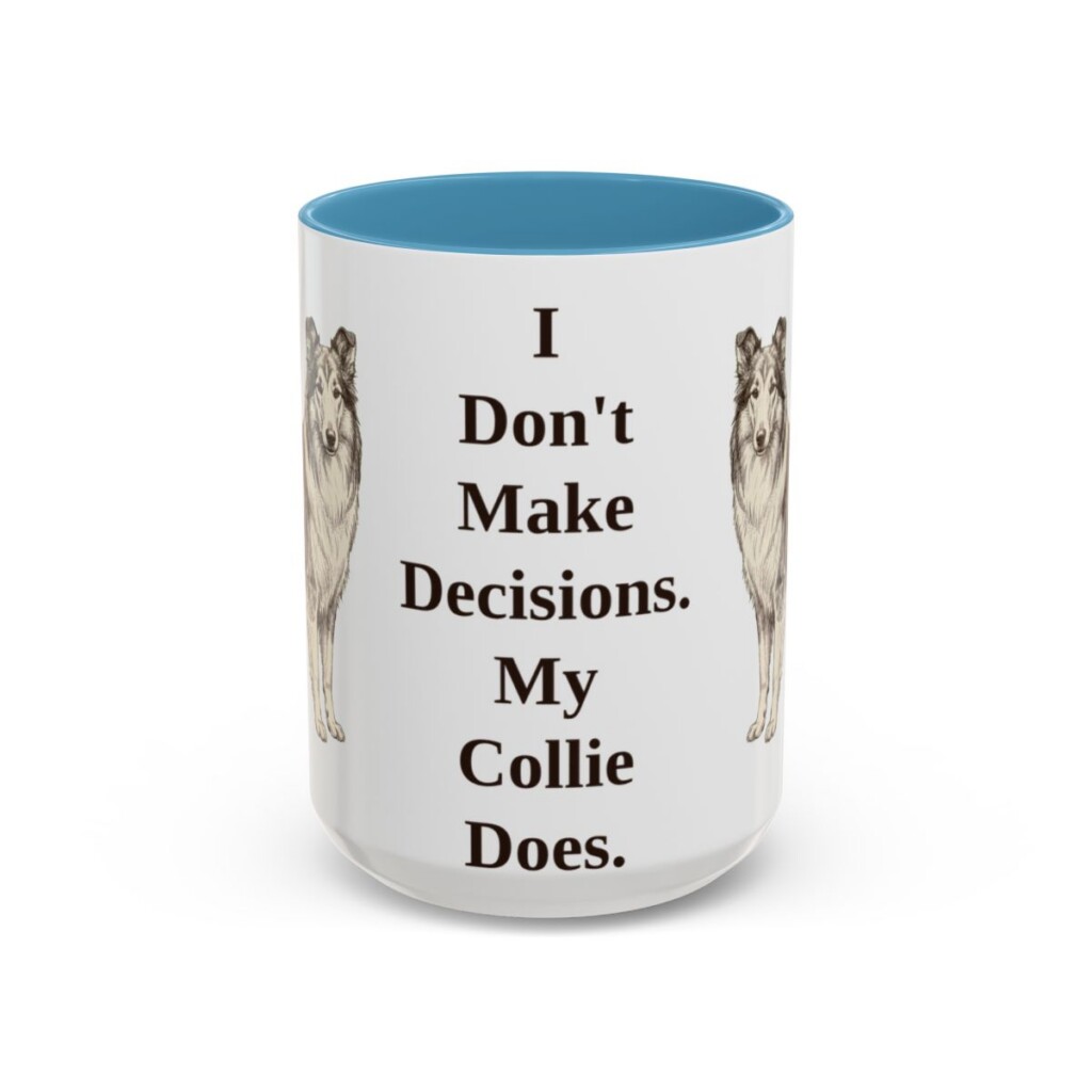 15oz-collie-mug-humor-light-blue 15oz Funny Collie Mug, Light Blue, front view