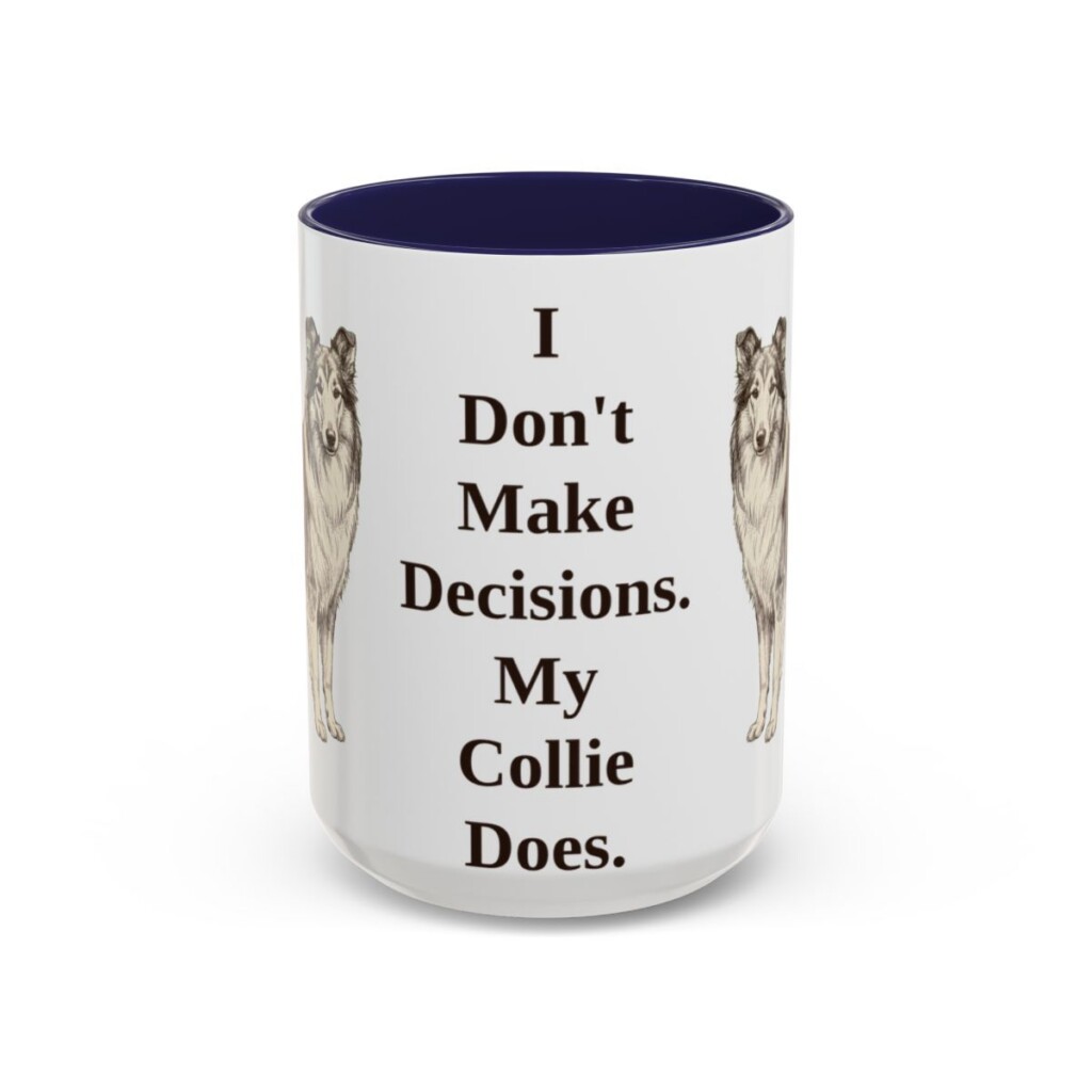 15oz-collie-mug-humor-navy 15oz Funny Collie Mug, Navy, front view