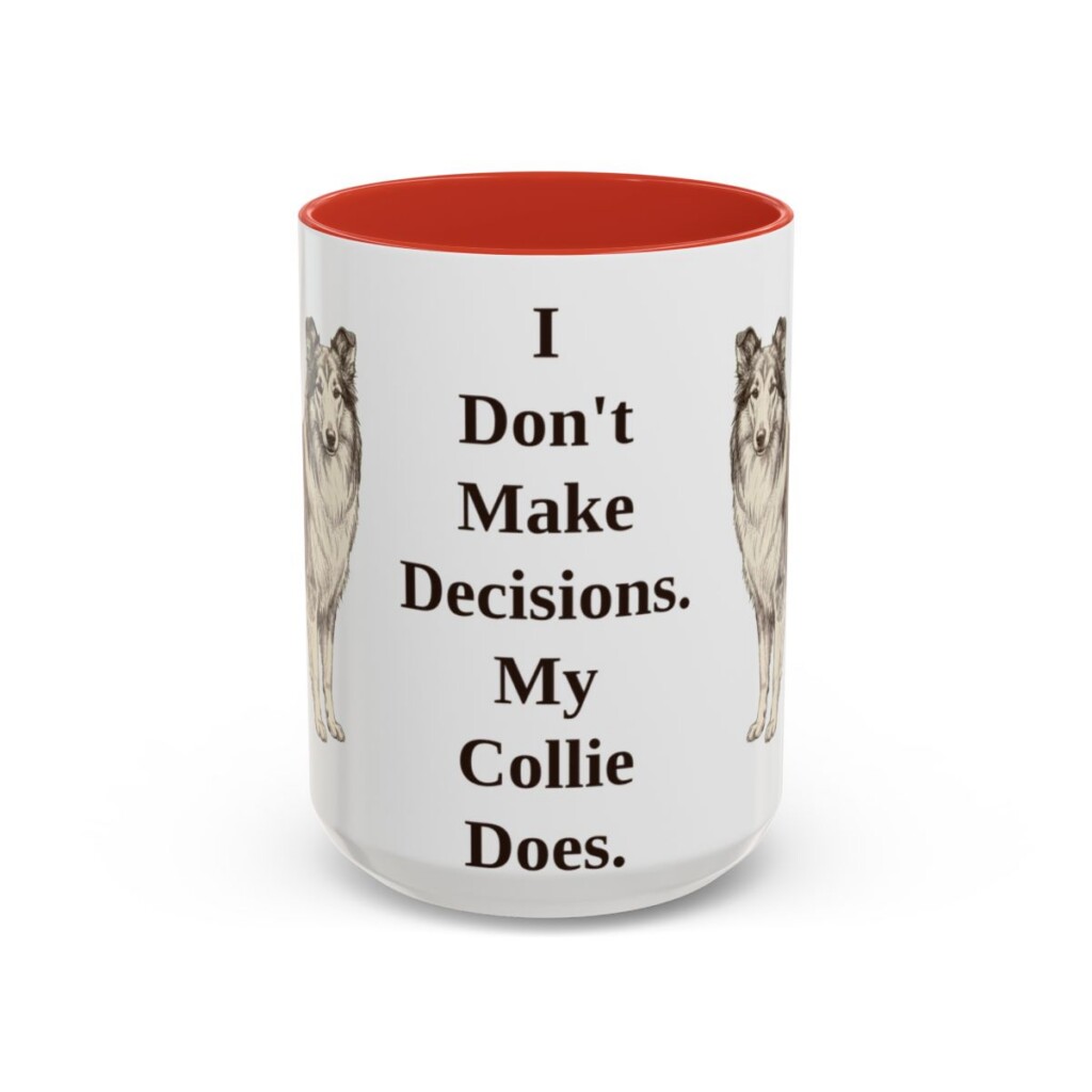 15oz-collie-mug-humor-red 15oz Funny Collie Mug, Red, front view