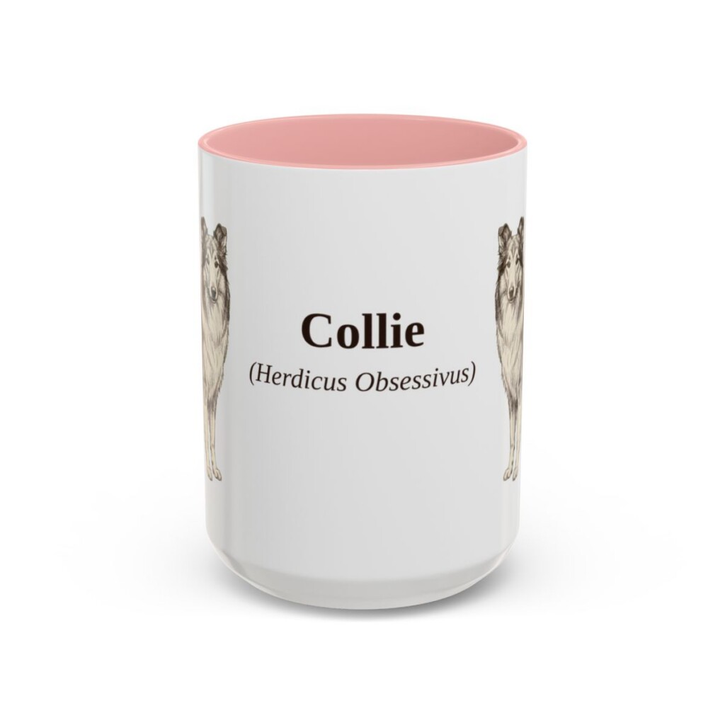 15oz Collie Latin Mug, Pink, front view