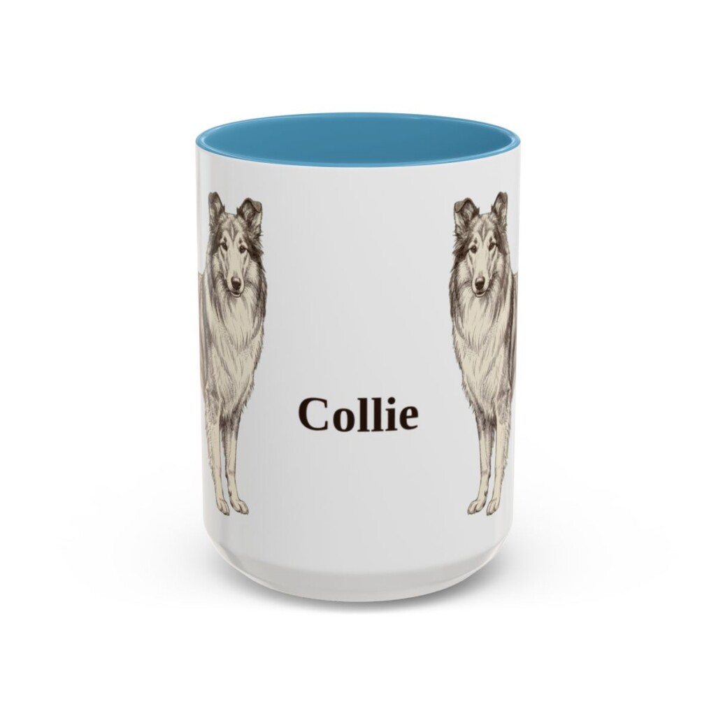 15oz Collie Mug, Light Blue, front view