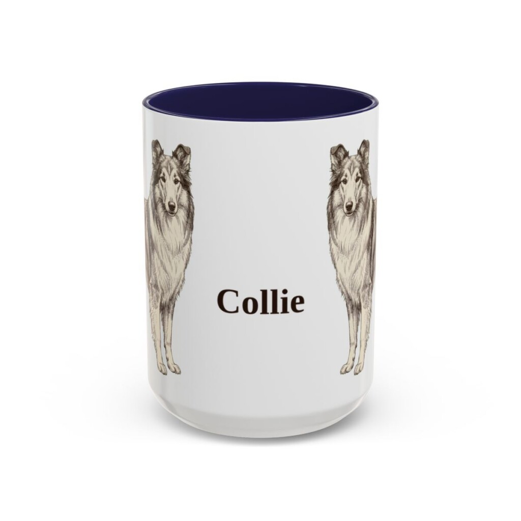 15oz Collie Mug, Navy, front view