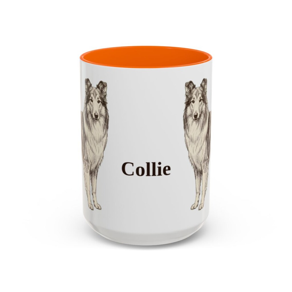 15oz Collie Mug, Orange, front view