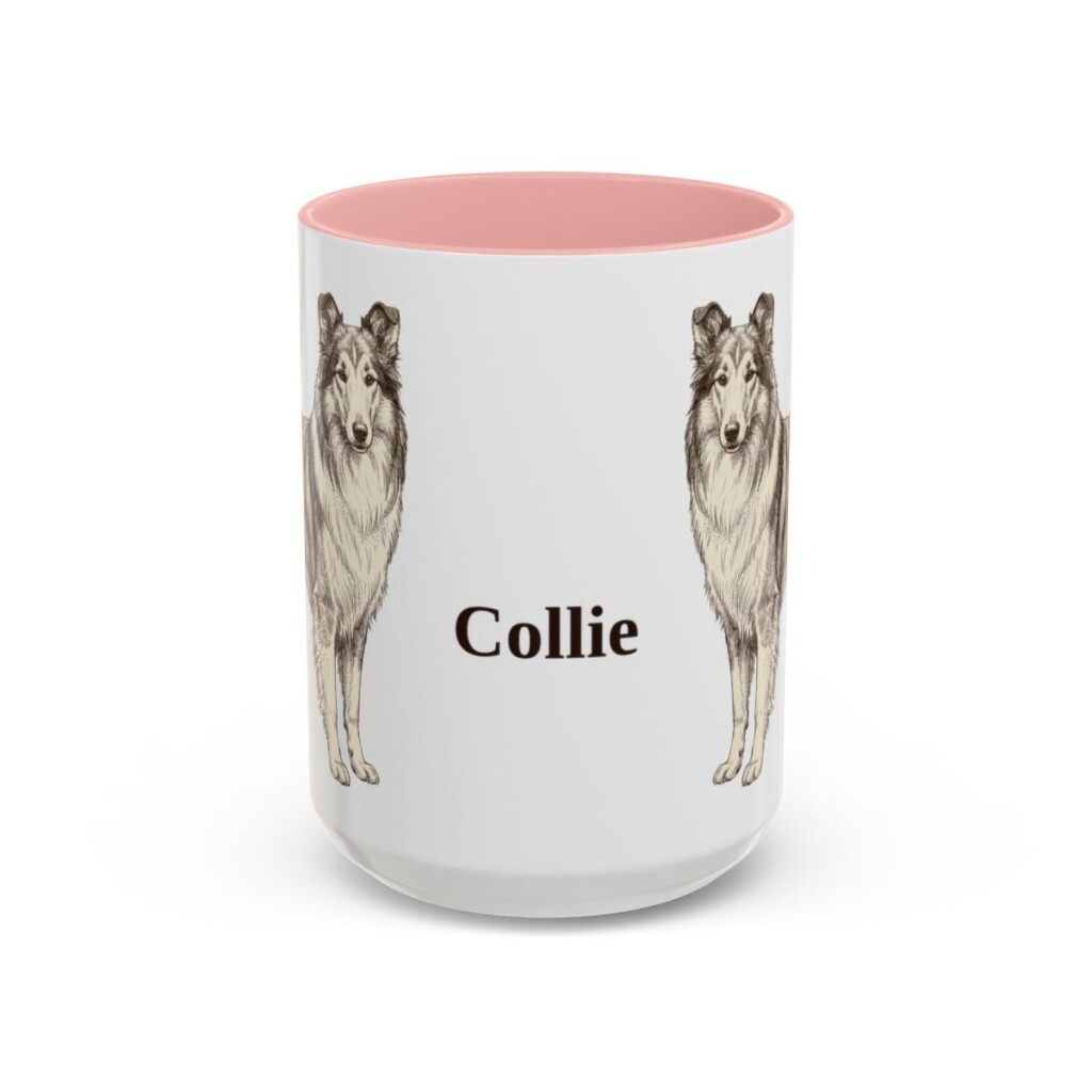 15oz Collie Mug, Pink, front view