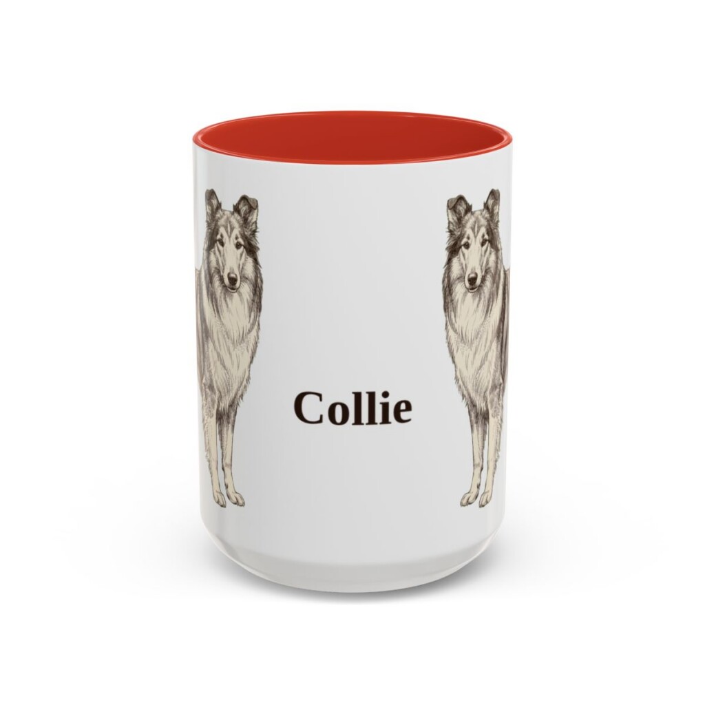 15oz Collie Mug, Red, front view