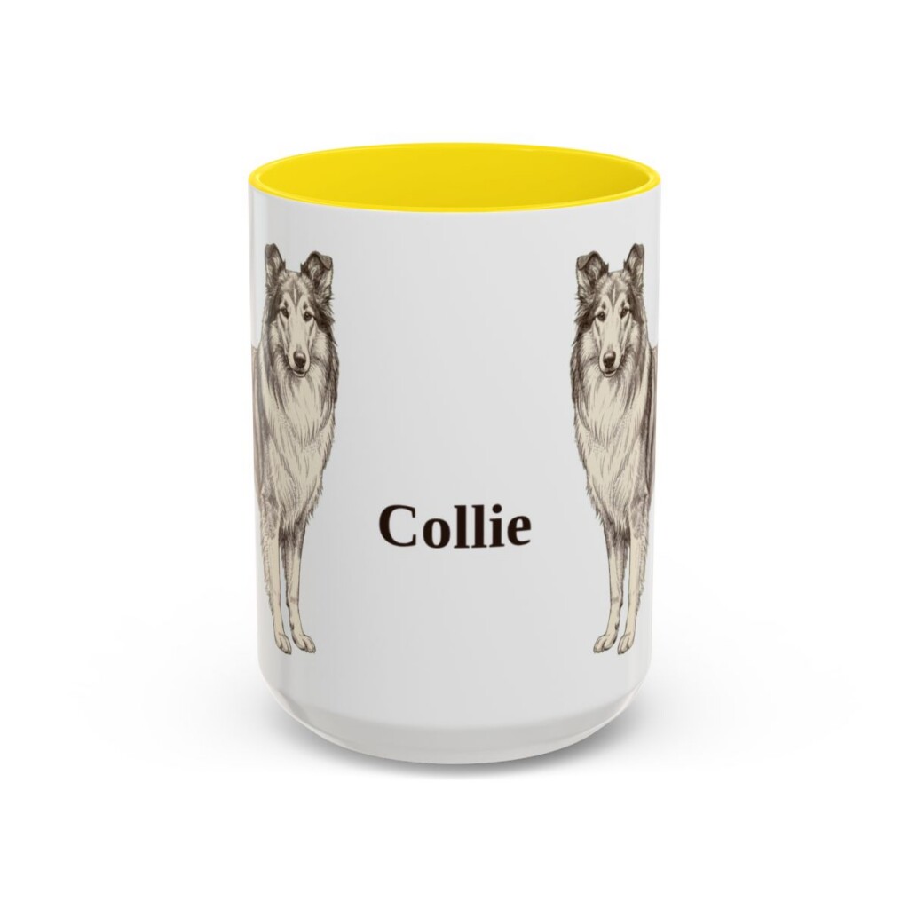 15oz Collie Mug, Yellow, front view