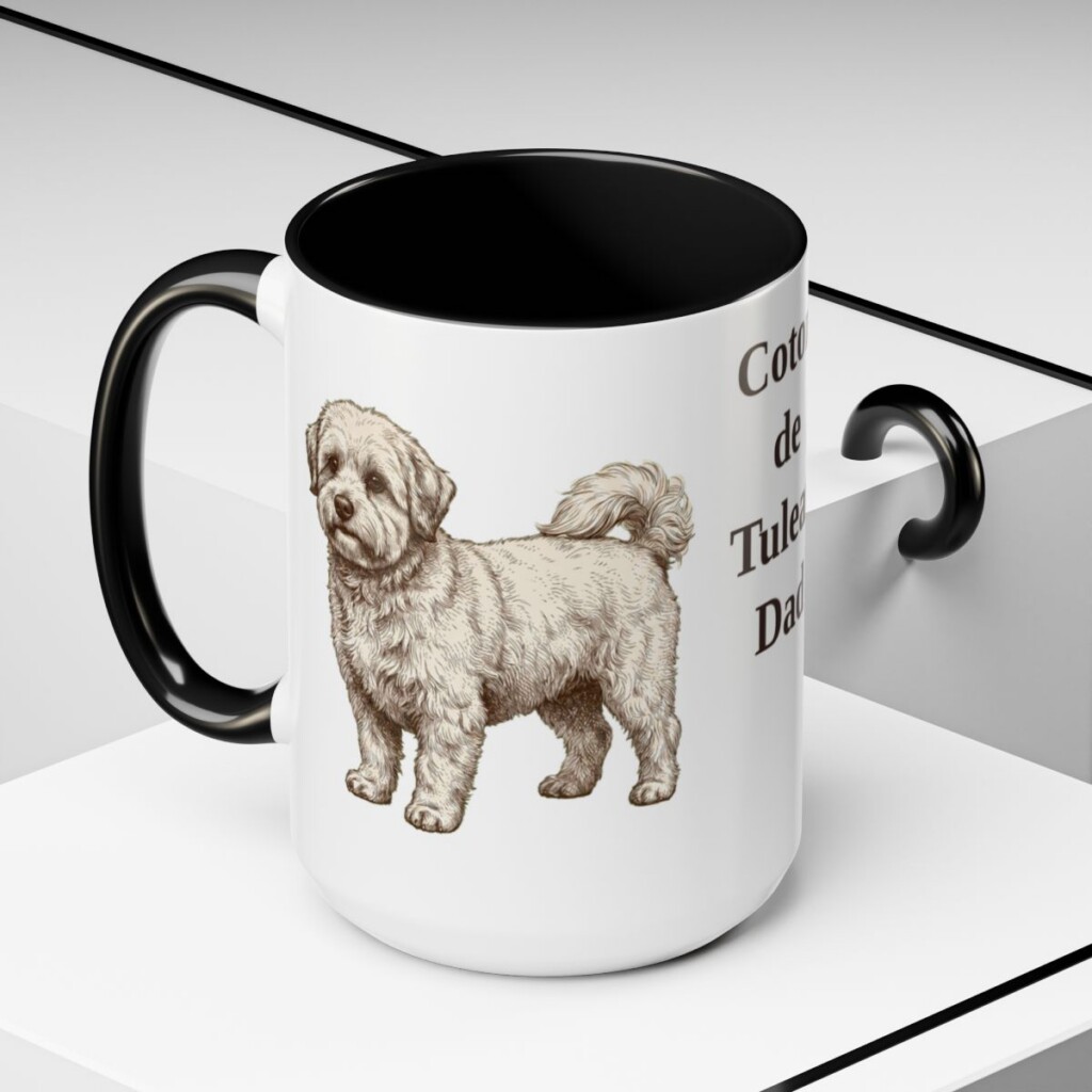 15oz Coton de Tulear Dog Dad Mug, Black, lifestyle photo