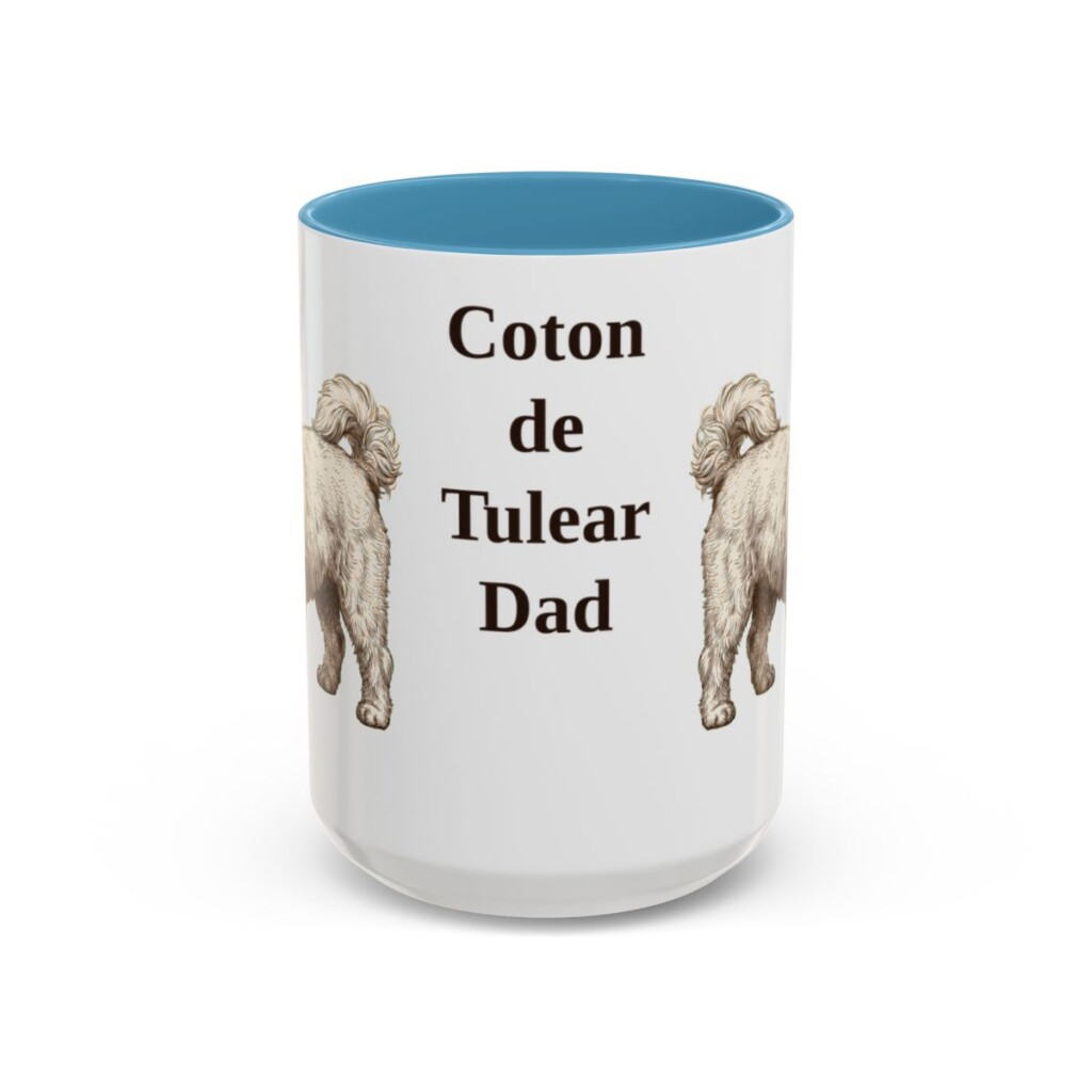 15oz Coton de Tulear Dog Dad Mug, Light Blue, front view