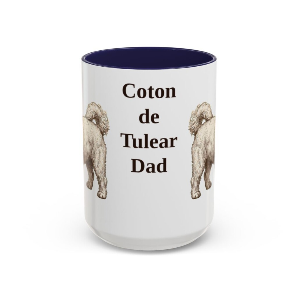15oz Coton de Tulear Dog Dad Mug, Navy, front view