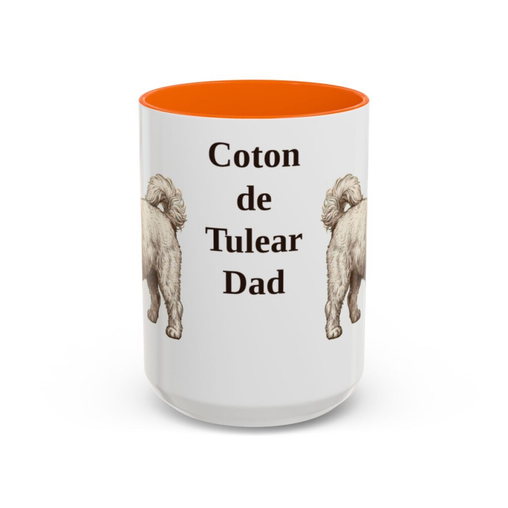 15oz Coton de Tulear Dog Dad Mug, Orange, front view