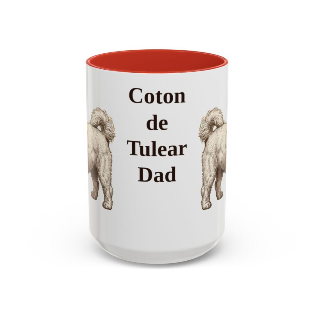 15oz Coton de Tulear Dog Dad Mug, Red, front view