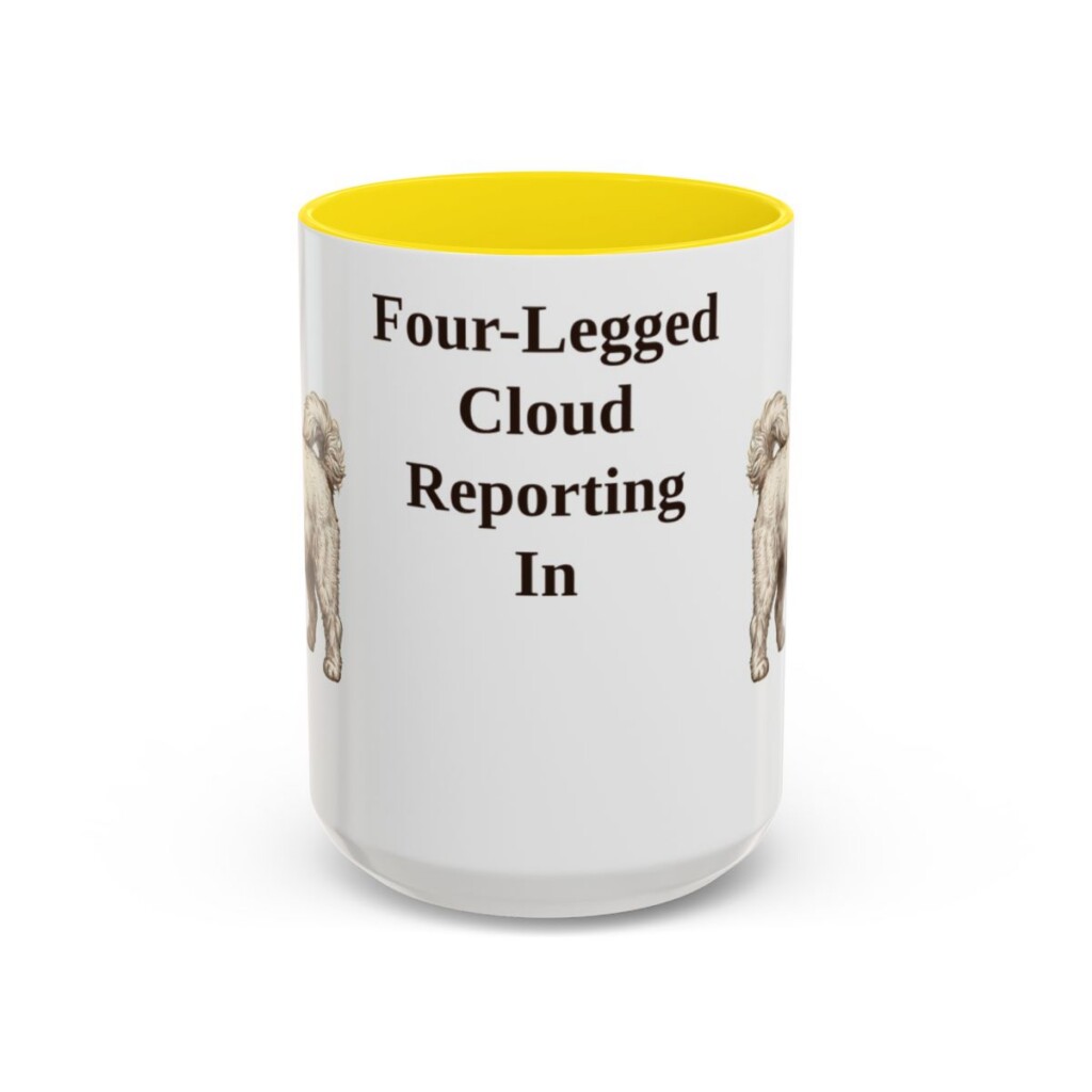 15oz Funny Coton de Tulear Mug, Yellow, front view